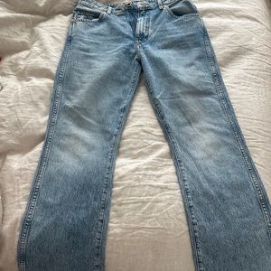 KHAITE Straight Leg Blue Jeans